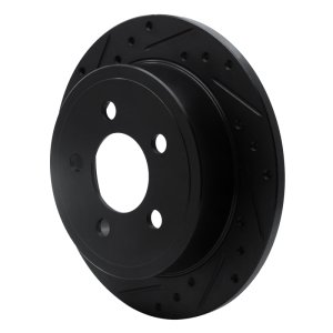 Jeep Liberty Brake Rotor (1) - Rear Left - R1 Concepts - Drilled & Slotted - Black - `03-`07